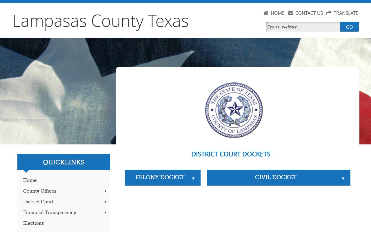 Lampasas County district court records after jail arrest docket PDFs