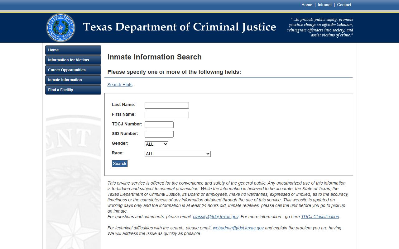 TDCJ search for Lampasas County sentenced inmates